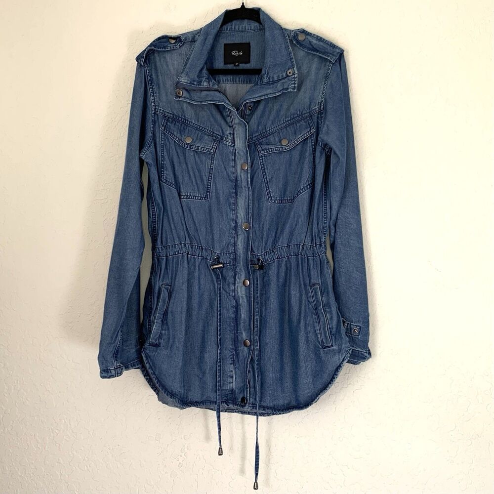 Rails Utility Jacket Women M Blue Chambray Denim Cargo Gorpcore Coastal Utility